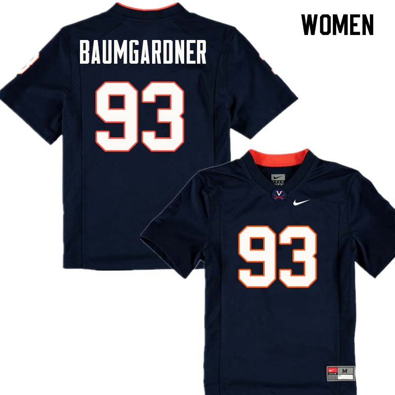 Women #93 Christian Baumgardner Virginia Cavaliers College Football Jerseys Sale-Navy